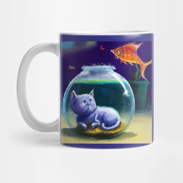 Blue Cat Dreams of Trading Places with a Goldfish by Star Scrunch